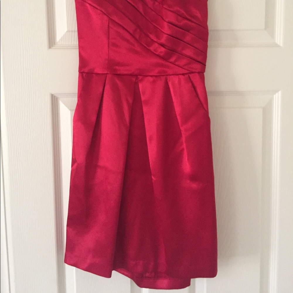 Red satin formal dress
